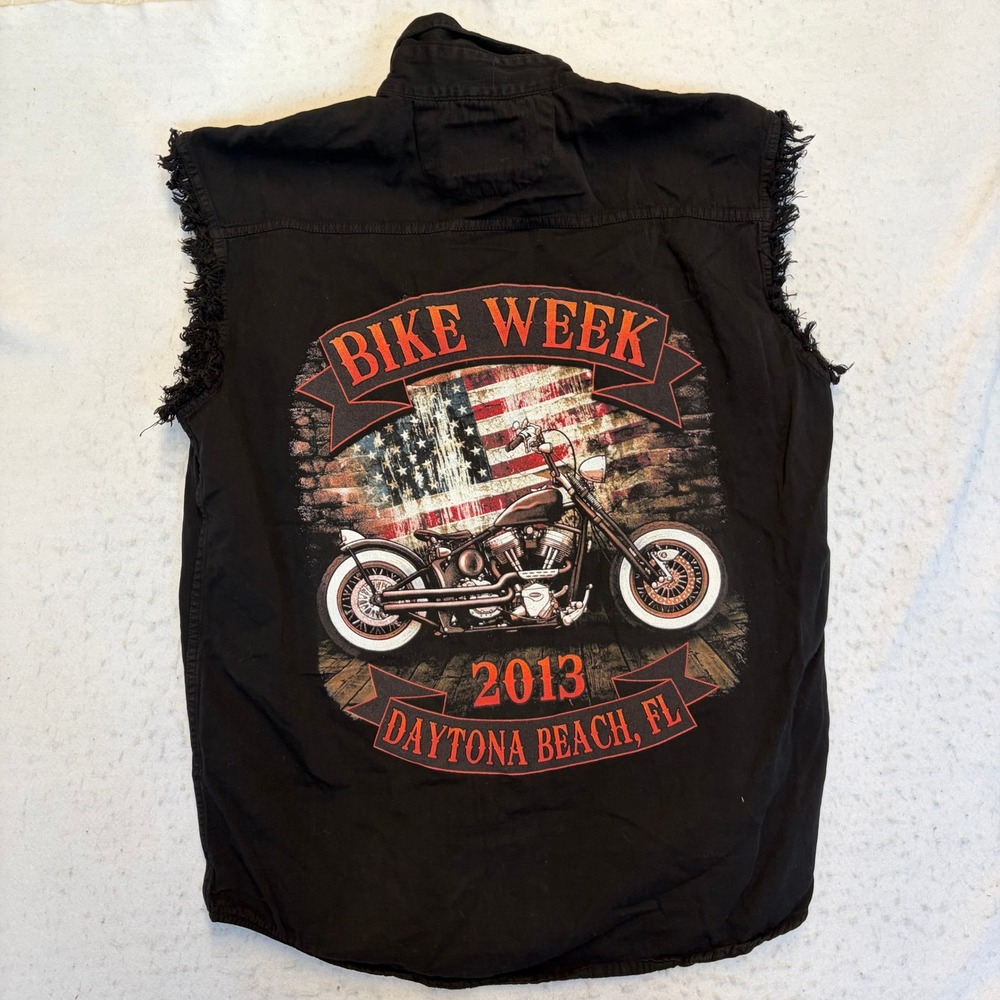 Biker's Club Sleeveless Shirt Mens Large Black Bike Week 2013 Daytona Beach FL